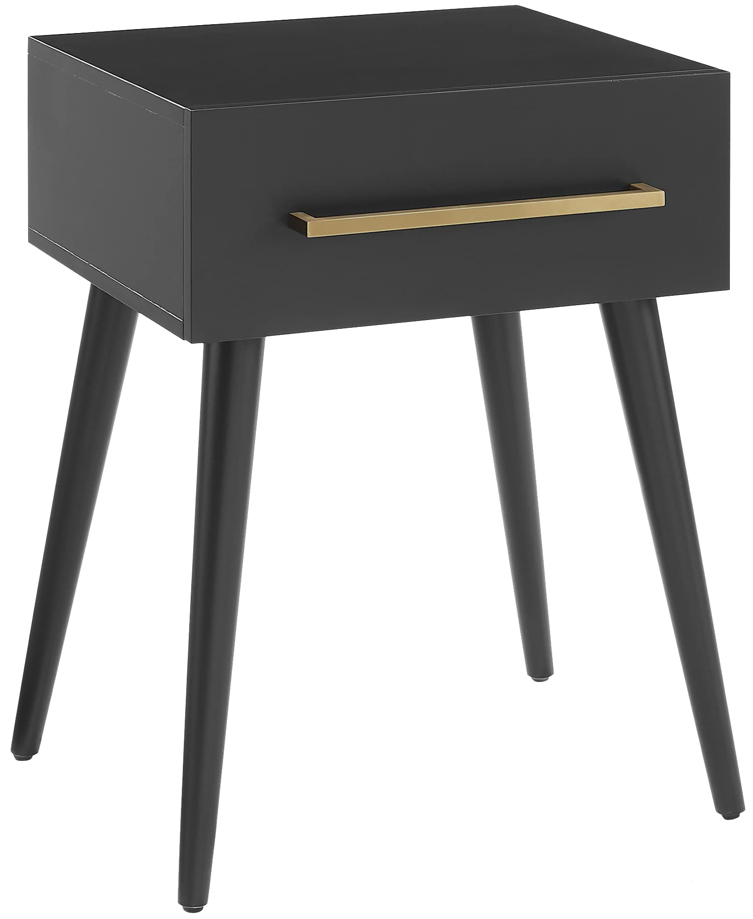 Crosley Furniture Everett Small Side End Table with Storage Drawer for Living Room, Matte Black